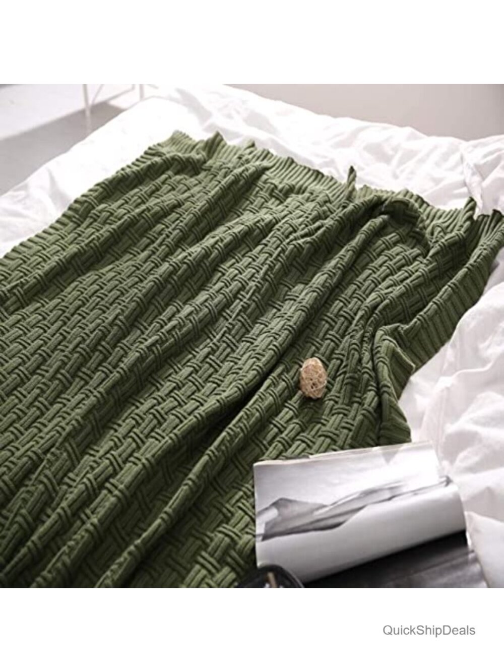 100% Cotton Cable Knit Throw Blanket 31x40 Small Soft Cozy